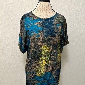 Abstract Blue and Yellow Women's Top